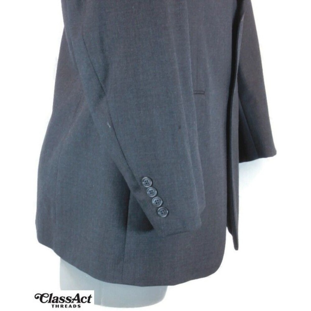 Stafford 2 Piece Suit Mens Gray Wool 2 Btn 46R Flat Fronts 35" Waist - Picture 6 of 13